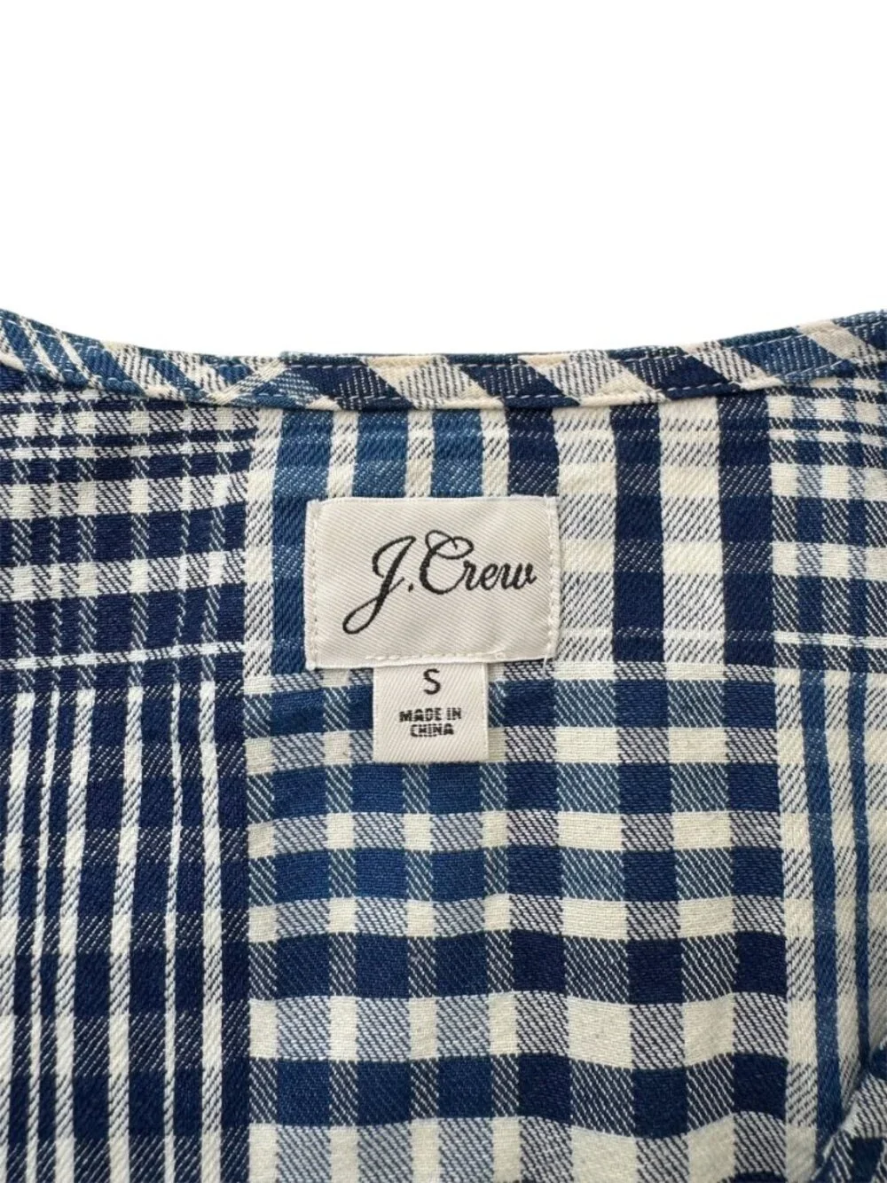 J. Crew Puff Sleeve Patchwork Denim Wrap Shirt